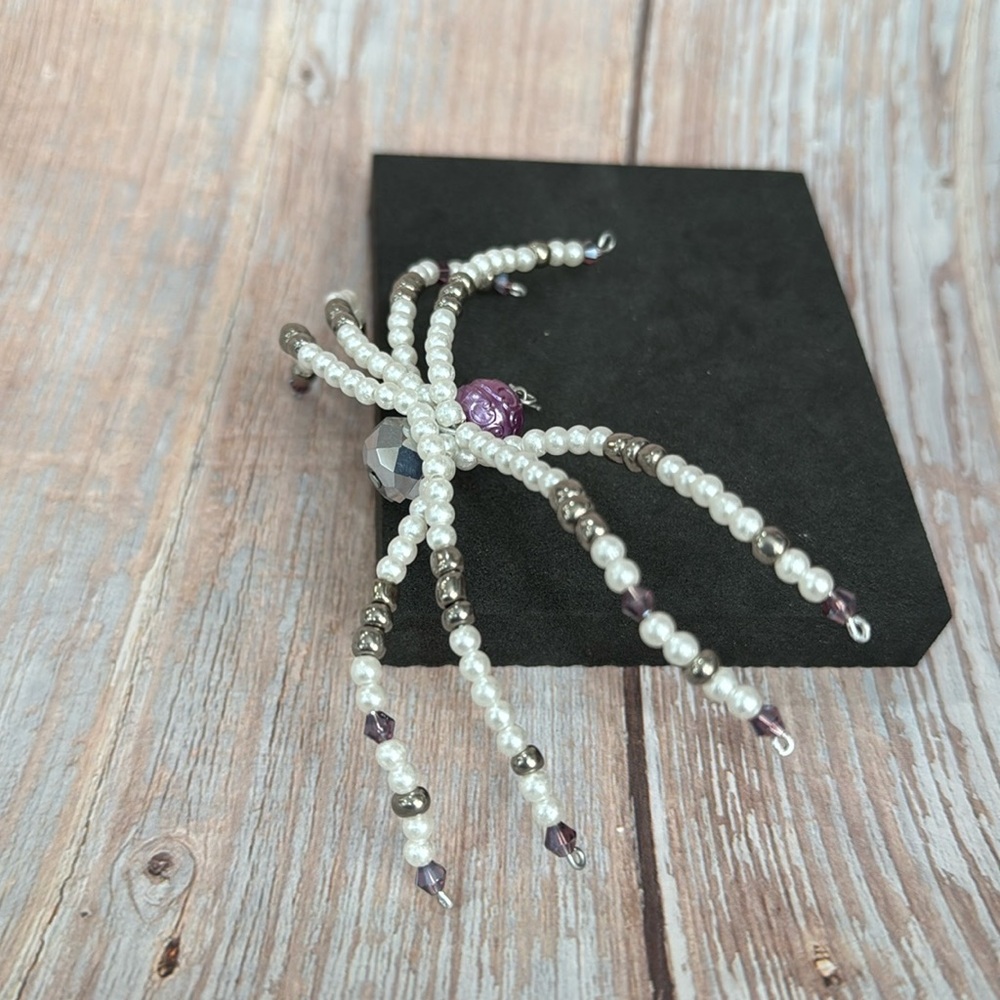 NEW Handmade Beaded 5”x4” Spider Ornament Item #PHK126